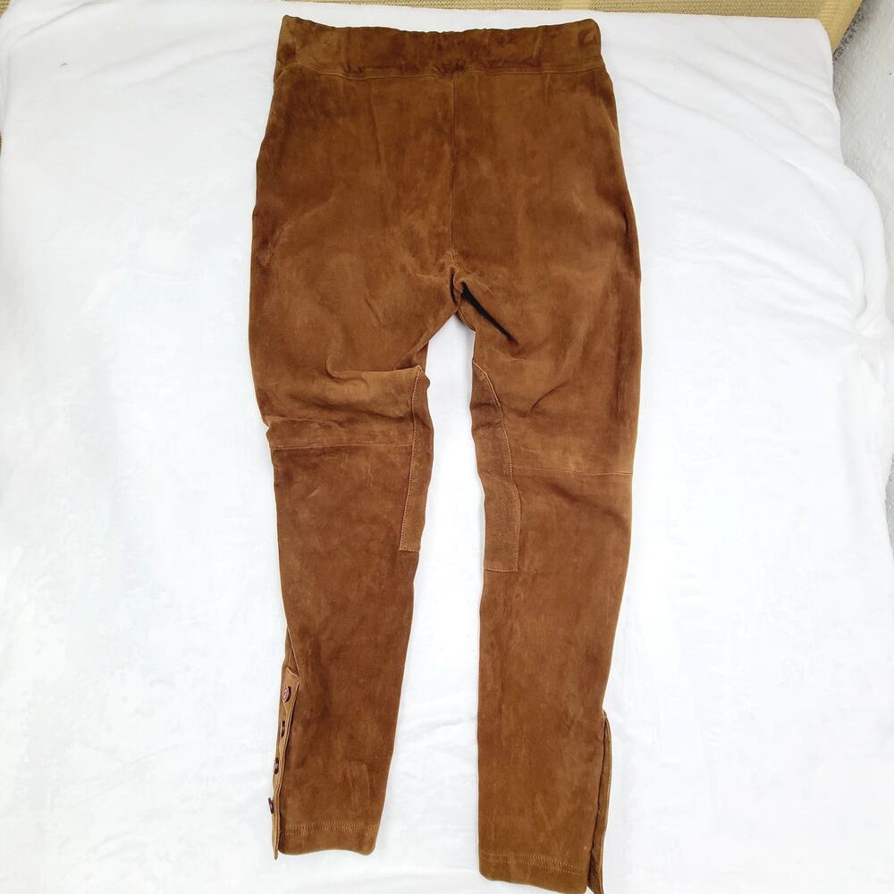 Sundance Brown 100% Leather Equestrian-style Riding Pants Suede Stretch Large - Picture 2 of 16
